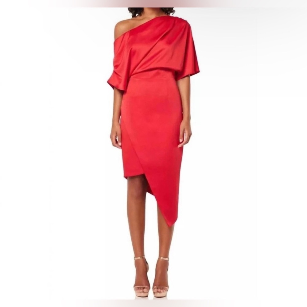 Asymmetric One-Shoulder Red Dress